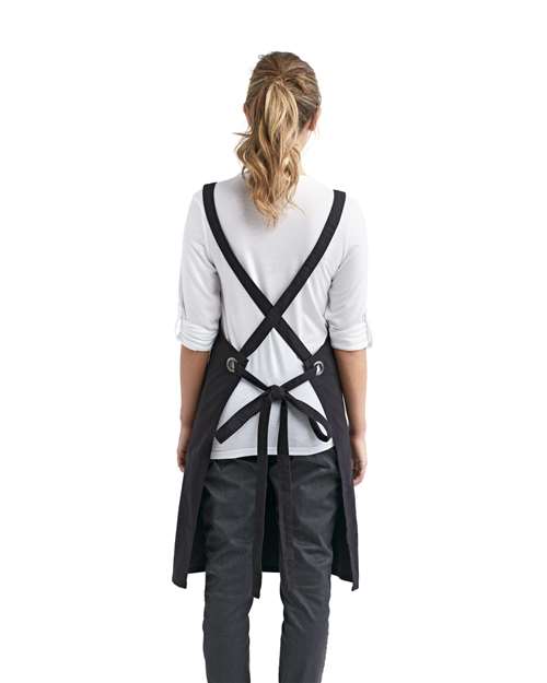 Artisan Collection by Reprime RP129 Cross Back Barista Bib Apron - Black - model back