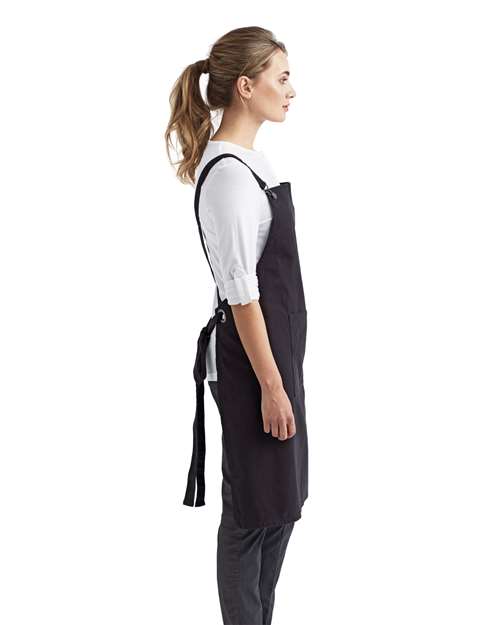 Artisan Collection by Reprime RP129 Cross Back Barista Bib Apron - Black - model side