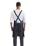 Artisan Collection by Reprime RP129 Cross Back Barista Bib Apron - Indigo Denim - model back