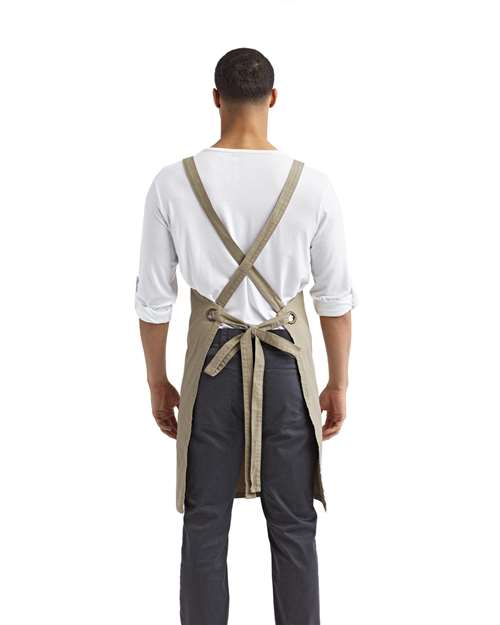 Artisan Collection by Reprime RP129 Cross Back Barista Bib Apron - Khaki - model back
