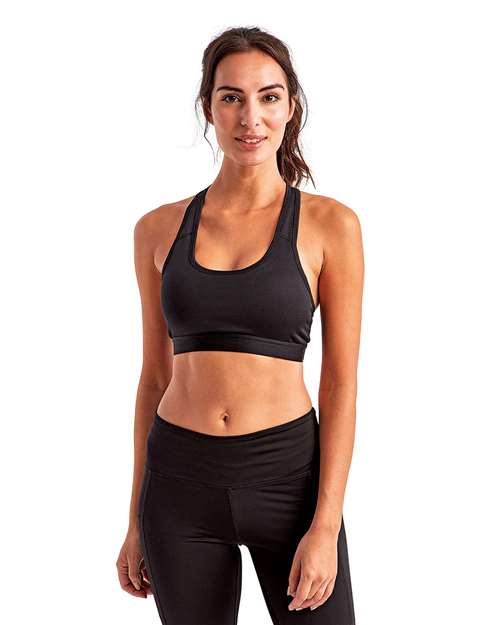 TriDri TD920 Women's Medium Impact Sports Bra - Black - model front