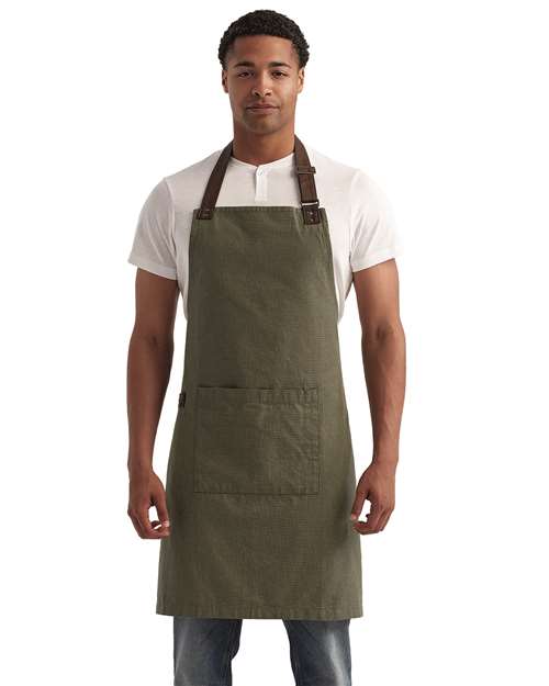 Artisan Collection by Reprime RP144 Annex Oxford Bib Apron - Moss - model front