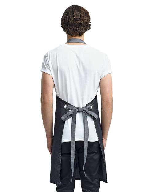 Artisan Collection by Reprime RP127 Domain Contrast Denim Bib Apron - Black Denim - model back
