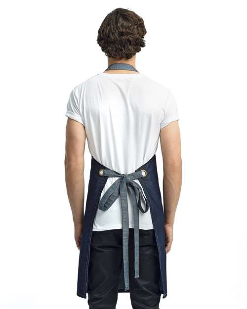 Artisan Collection by Reprime RP127 Domain Contrast Denim Bib Apron - Indigo Denim - model back