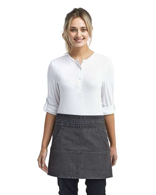 Artisan Collection by Reprime RP125 Jeans Stitch Denim Waist Apron - Black Denim - model front