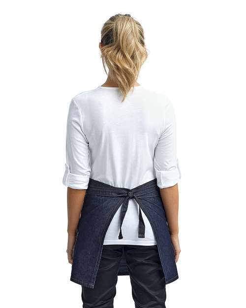Artisan Collection by Reprime RP125 Jeans Stitch Denim Waist Apron - Indigo Denim - model back