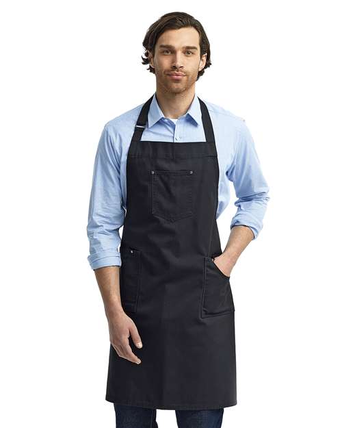 Artisan Collection by Reprime RP132 Chino Bib Apron - Black - model front