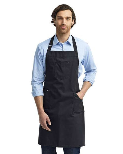 Artisan Collection by Reprime RP132 Chino Bib Apron - Black - model front