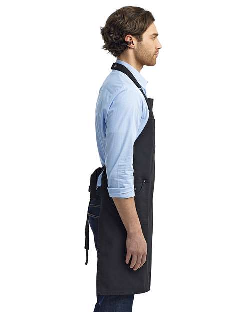 Artisan Collection by Reprime RP132 Chino Bib Apron - Black - model side