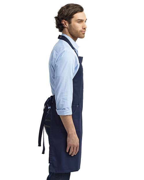 Artisan Collection by Reprime RP132 Chino Bib Apron - Navy - model side