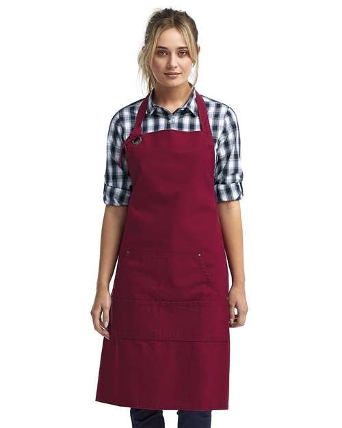 Artisan Collection by Reprime RP137 Calibre Heavy Cotton Canvas Pocket Apron - Burgundy - model front