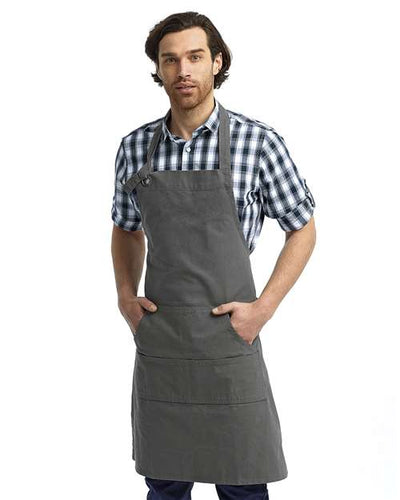 Artisan Collection by Reprime RP137 Calibre Heavy Cotton Canvas Pocket Apron - Dark Grey - model front