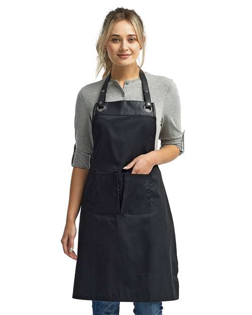 Artisan Collection by Reprime RP123 Espresso Bib Apron - Black/ Black - model front