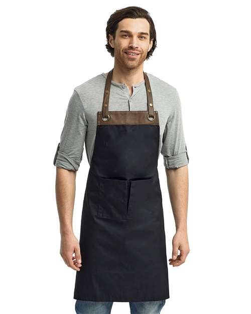 Artisan Collection by Reprime RP123 Espresso Bib Apron - Black/ Brown - model front