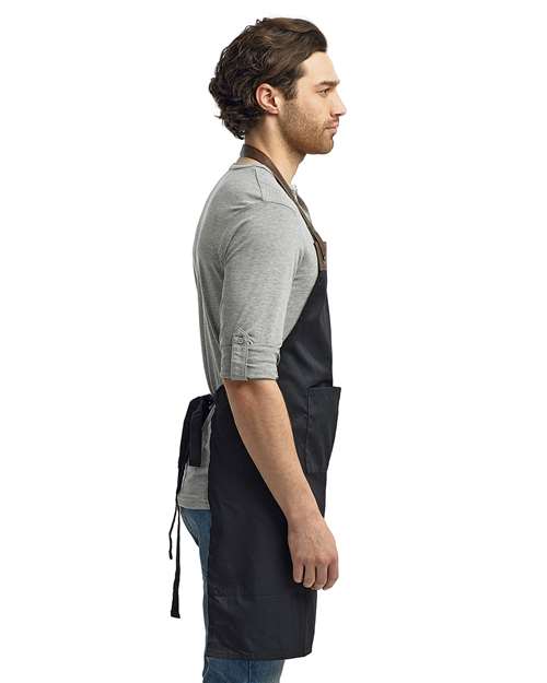 Artisan Collection by Reprime RP123 Espresso Bib Apron - Black/ Brown - model side