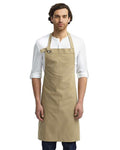 Artisan Collection by Reprime RP130 Calibre Heavy Cotton Canvas Bib Apron - Khaki - model front