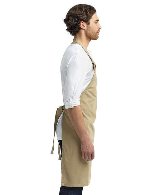 Artisan Collection by Reprime RP130 Calibre Heavy Cotton Canvas Bib Apron - Khaki - model side