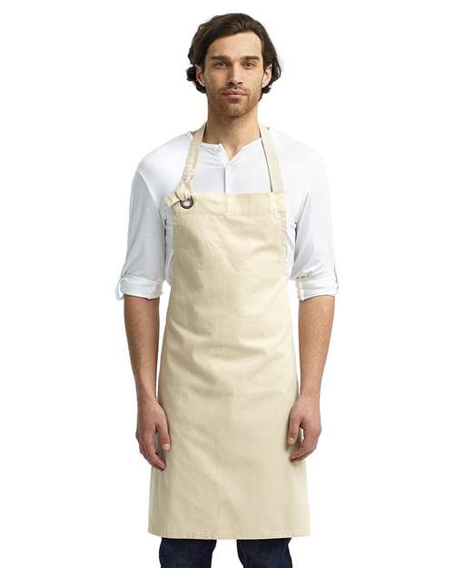 Artisan Collection by Reprime RP130 Calibre Heavy Cotton Canvas Bib Apron - Natural - model front