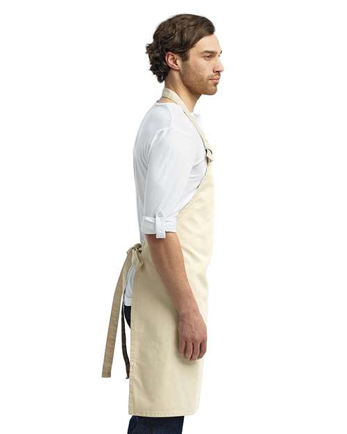 Artisan Collection by Reprime RP130 Calibre Heavy Cotton Canvas Bib Apron - Natural - model side