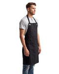 Artisan Collection by Reprime RP121 Barley Contrast Stitch Recycled Bib Apron - Black/ Charcoal - model side