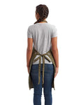 Artisan Collection by Reprime RP121 Barley Contrast Stitch Recycled Bib Apron - Olive/ Chestnut - model back