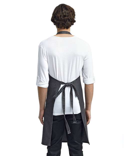 Artisan Collection by Reprime RP126 Jeans Stitch Denim Bib Apron - Black Denim - model back