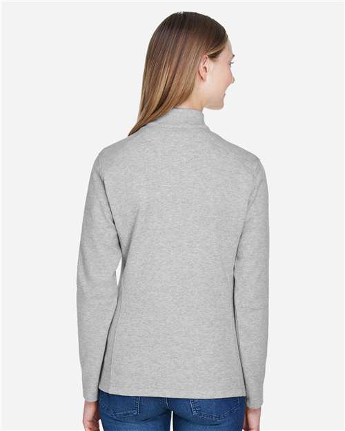 Devon & Jones DG479W Women's DRYTEC20 Performance Quarter-Zip Pullover - Grey Heather/ Grey H/ French Blue - model back
