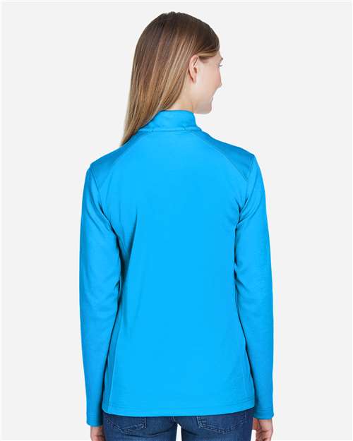 Devon & Jones DG479W Women's DRYTEC20 Performance Quarter-Zip Pullover - Ocean Blue/ Navy/ Ocean Blue - model back