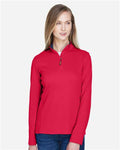 Devon & Jones DG479W Women's DRYTEC20 Performance Quarter-Zip Pullover - Red/ Navy/ Red - model front