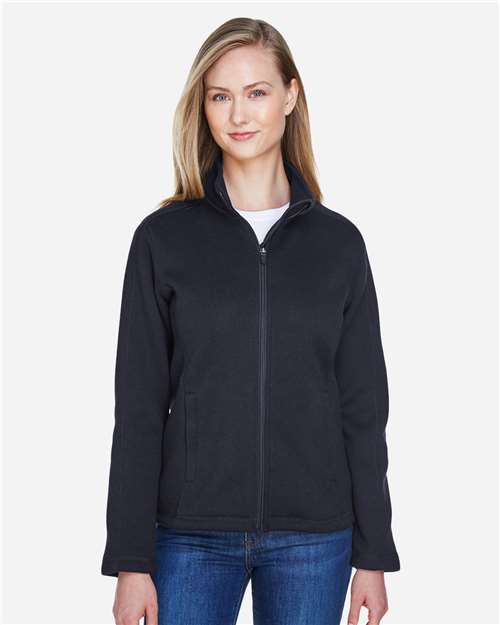 Devon & Jones DG793W Women's Bristol Full-Zip Sweater Fleece Jacket - Black - model front