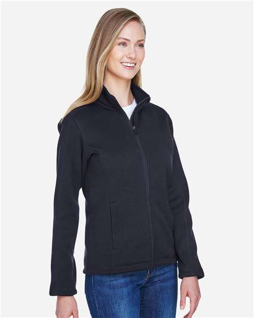 Devon & Jones DG793W Women's Bristol Full-Zip Sweater Fleece Jacket - Black - model side