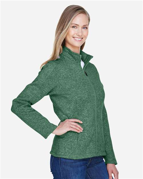 Devon & Jones DG793W Women's Bristol Full-Zip Sweater Fleece Jacket - Forest Heather - model side