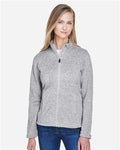 Devon & Jones DG793W Women's Bristol Full-Zip Sweater Fleece Jacket - Grey Heather - model front