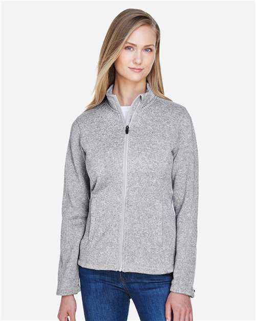 Devon & Jones DG793W Women's Bristol Full-Zip Sweater Fleece Jacket - Grey Heather - model front