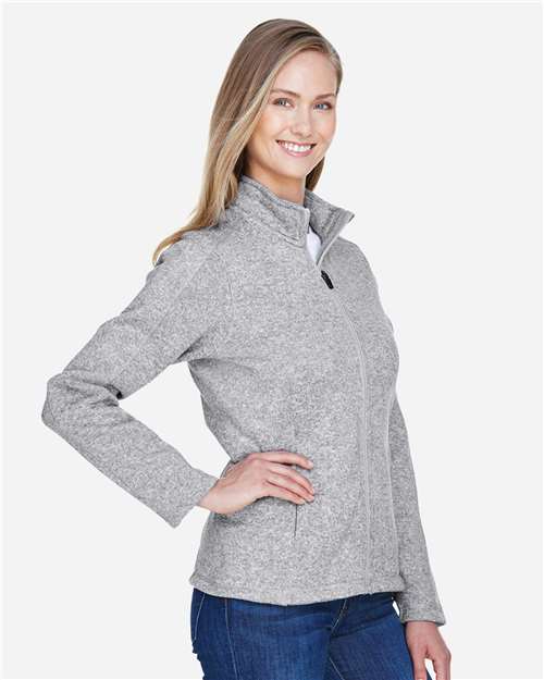 Devon & Jones DG793W Women's Bristol Full-Zip Sweater Fleece Jacket - Grey Heather - model side
