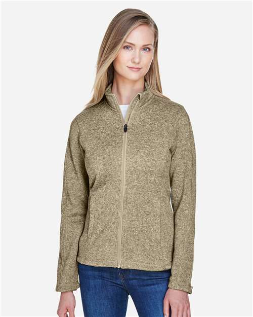 Devon & Jones DG793W Women's Bristol Full-Zip Sweater Fleece Jacket - Khaki Heather - model front