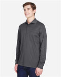 Core 365 88192P Men's Pinnacle Performance Long Sleeve Piqué Polo with Pocket - Carbon - model side