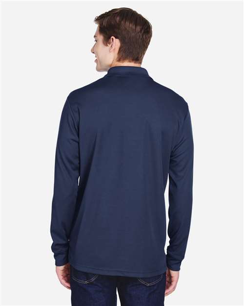 Core 365 88192P Men's Pinnacle Performance Long Sleeve Piqué Polo with Pocket - Classic Navy - model back