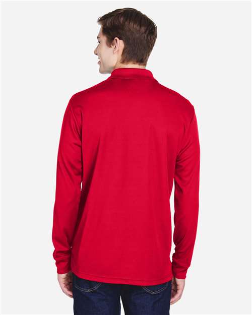 Core 365 88192P Men's Pinnacle Performance Long Sleeve Piqué Polo with Pocket - Classic Red - model back
