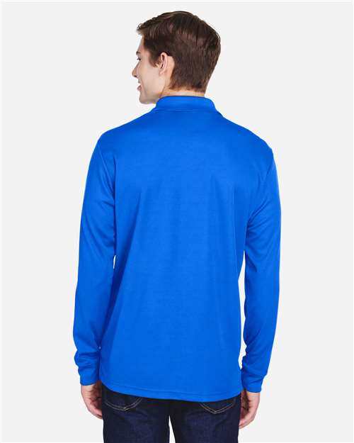 Core 365 88192P Men's Pinnacle Performance Long Sleeve Piqué Polo with Pocket - True Royal - model back