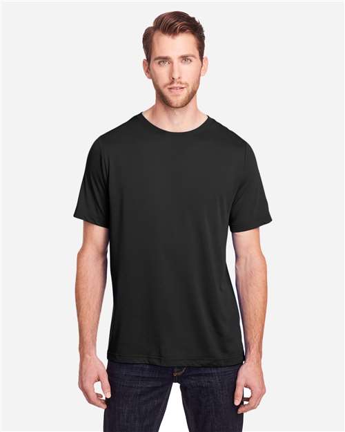 Core 365 CE111 Unisex Fusion ChromaSoft Performance T-Shirt - Black - model front