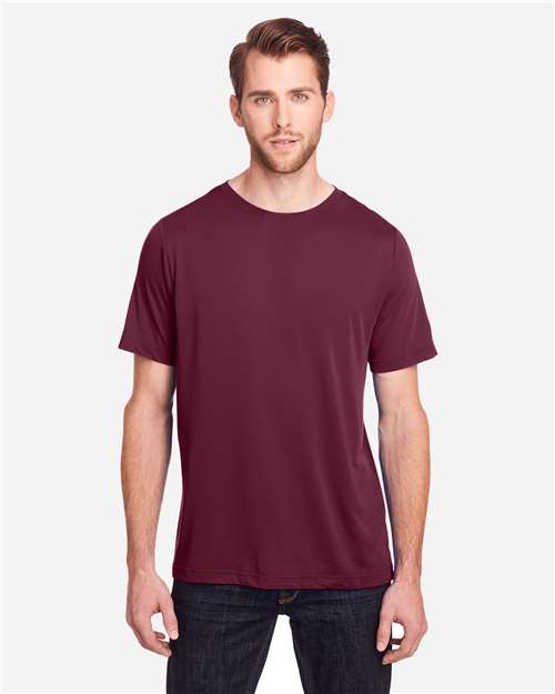 Core 365 CE111 Unisex Fusion ChromaSoft Performance T-Shirt - Burgundy - model front