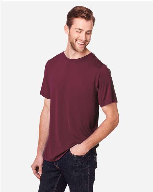 Core 365 CE111 Unisex Fusion ChromaSoft Performance T-Shirt - Burgundy - model side
