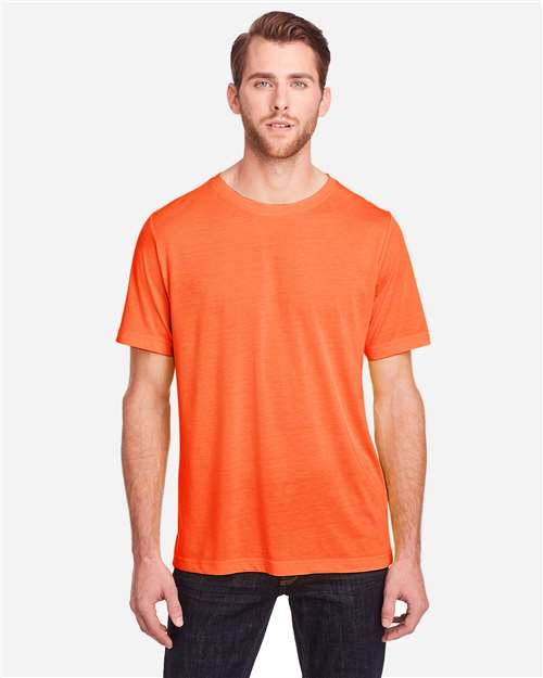 Core 365 CE111 Unisex Fusion ChromaSoft Performance T-Shirt - Campus Orange - model front