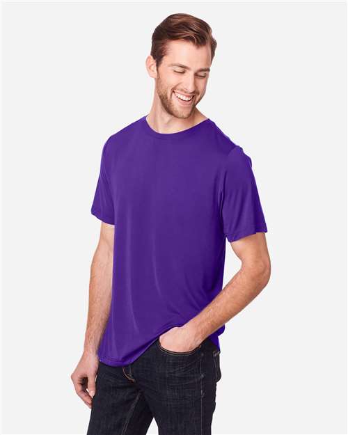 Core 365 CE111 Unisex Fusion ChromaSoft Performance T-Shirt - Campus Purple - model side