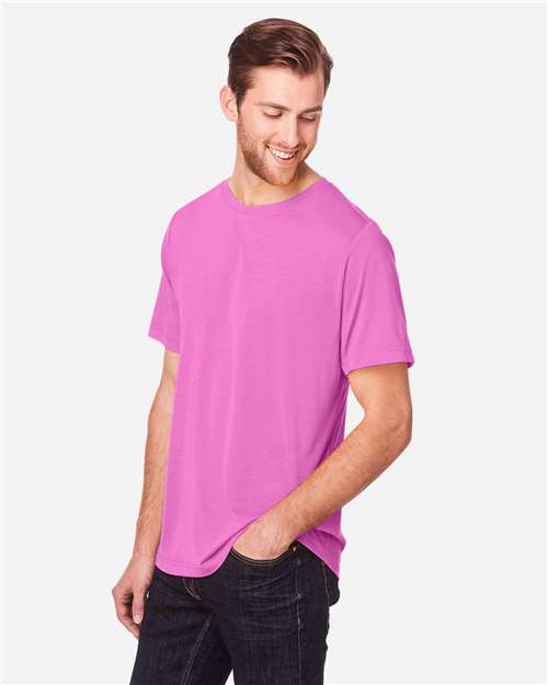 Core 365 CE111 Unisex Fusion ChromaSoft Performance T-Shirt - Charity Pink - model side