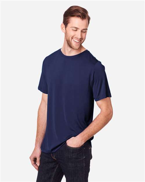 Core 365 CE111 Unisex Fusion ChromaSoft Performance T-Shirt - Classic Navy - model side