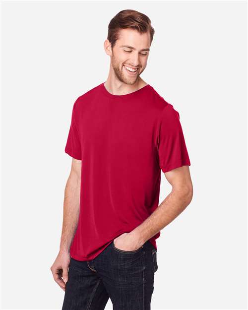 Core 365 CE111 Unisex Fusion ChromaSoft Performance T-Shirt - Classic Red - model side