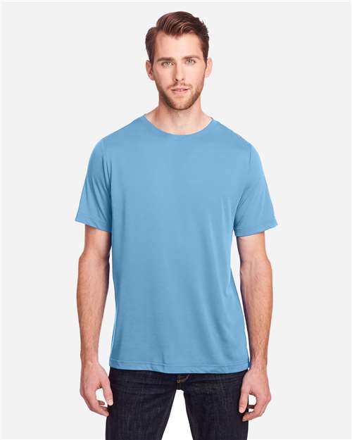 Core 365 CE111 Unisex Fusion ChromaSoft Performance T-Shirt - Columbia Blue - model front