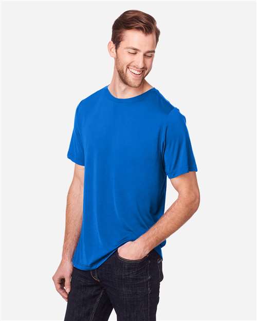 Core 365 CE111 Unisex Fusion ChromaSoft Performance T-Shirt - True Royal - model side